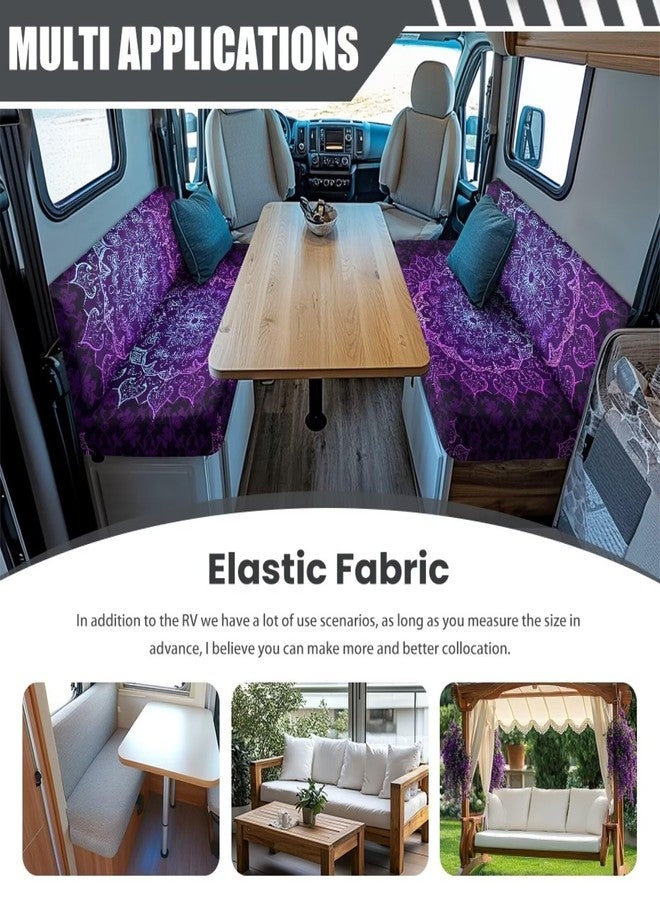 Mintulipy Purple Mandala RV Dinette Cushion Covers, Stretch Rv Seat Covers,Camper Cushion Covers, Washable Camper Dinette Cushion Covers for Travel Trailer Couch - Image 3